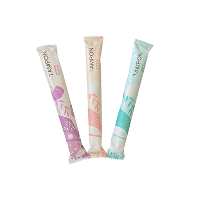 Bezzapachowy tampon z bawełny organicznej z 2 rurkami i sznurkiem